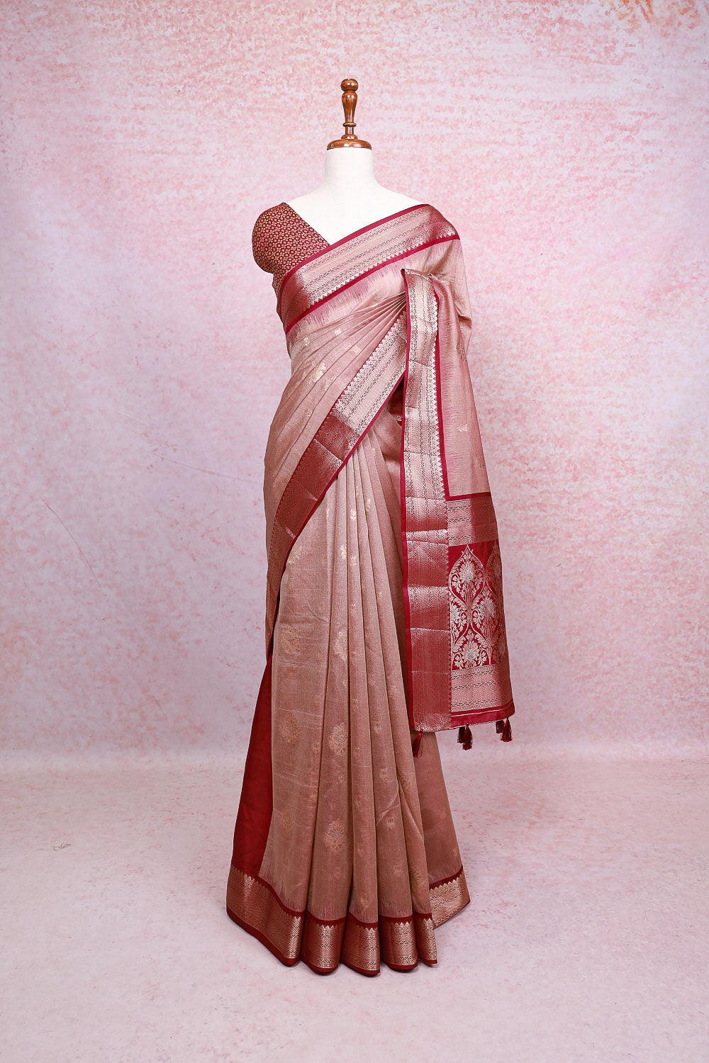 Dusty Rose Semi Chanderi Saree