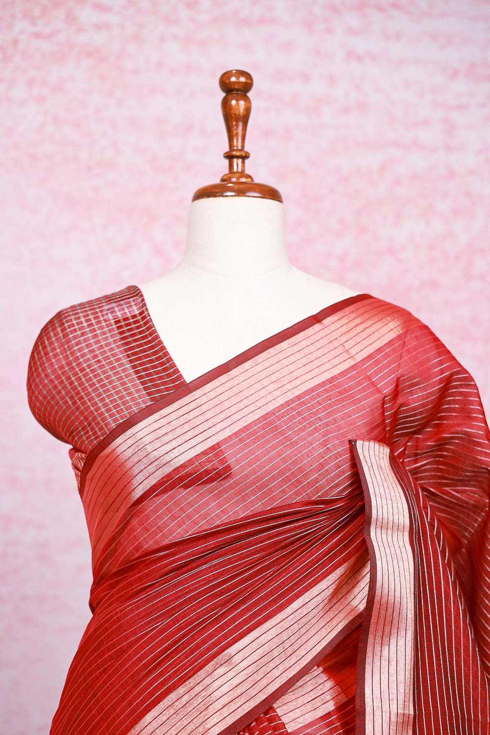 Maroon Semi Tussar Saree