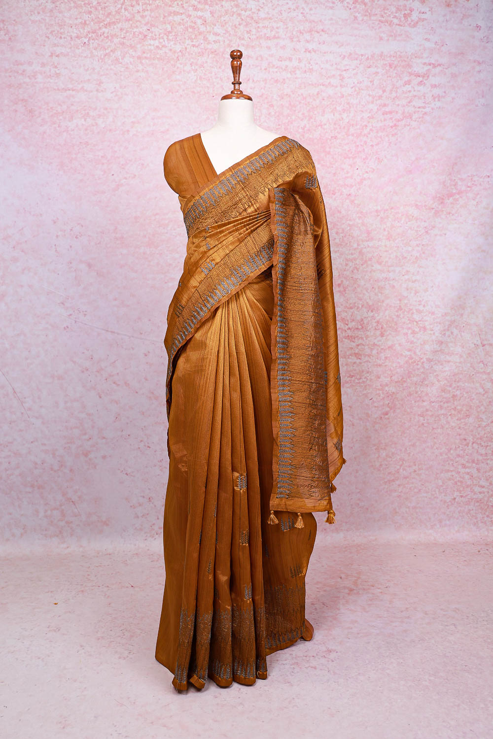 Mustard Yellow Semi Tussar Saree