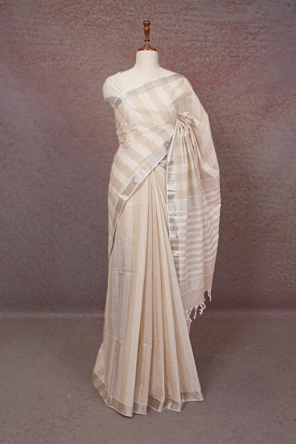 Cream Cotton Saree