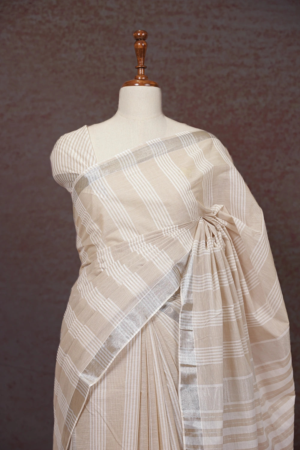 Cream Cotton Saree