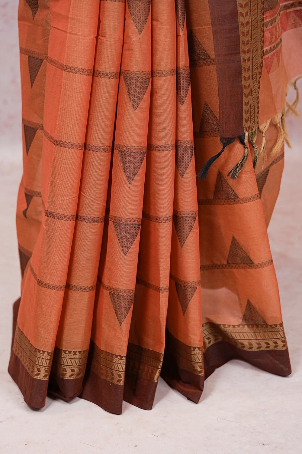 Rust Orange Cotton Saree