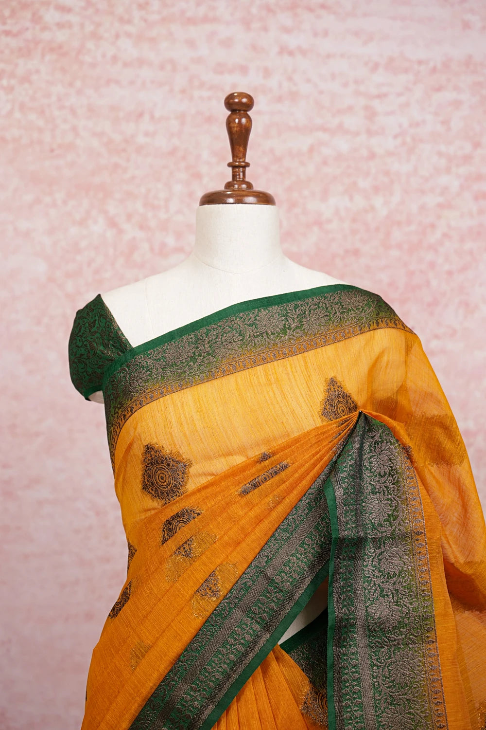 Mango Yellow Semi Jute Saree