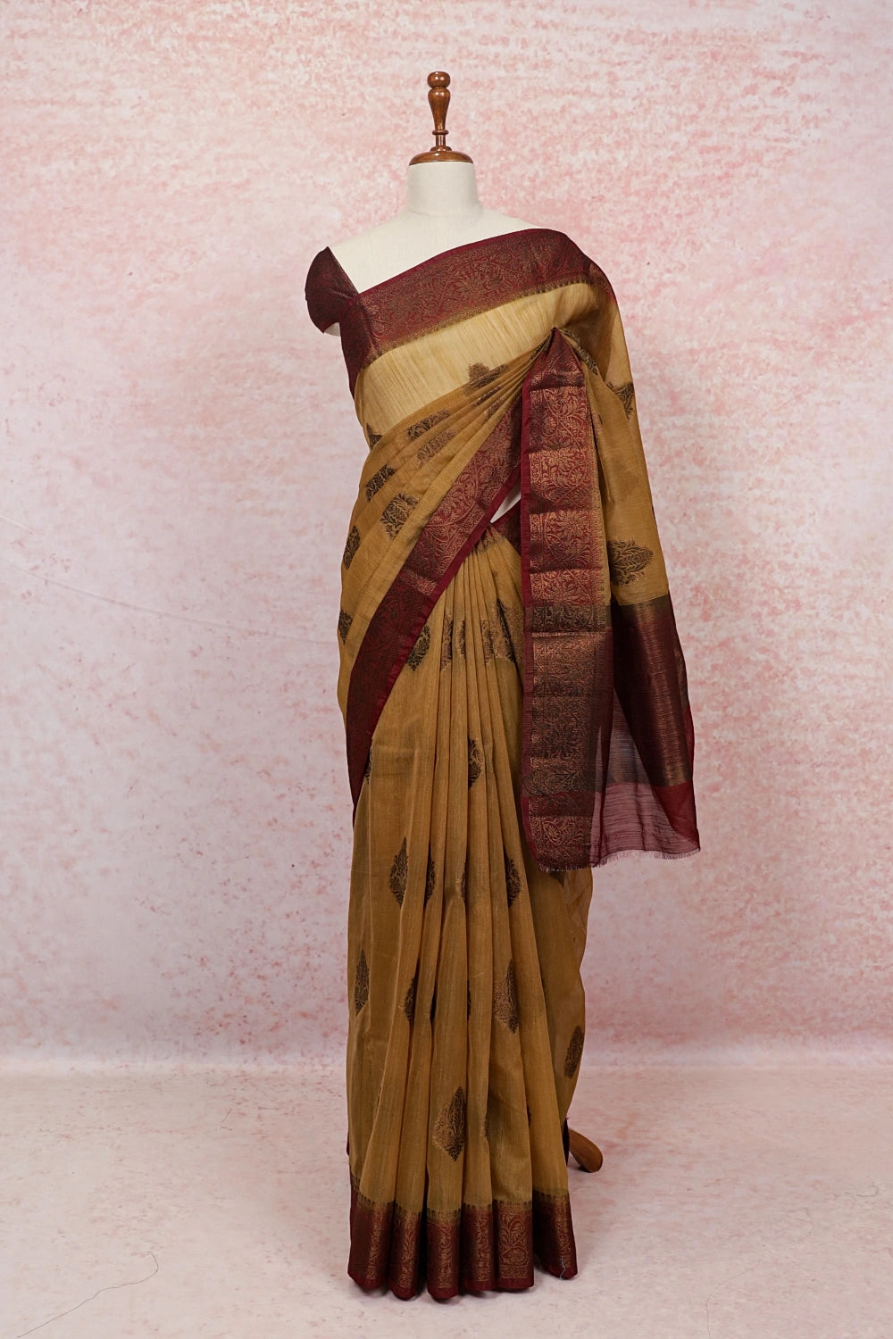 Yellow Semi Jute Saree