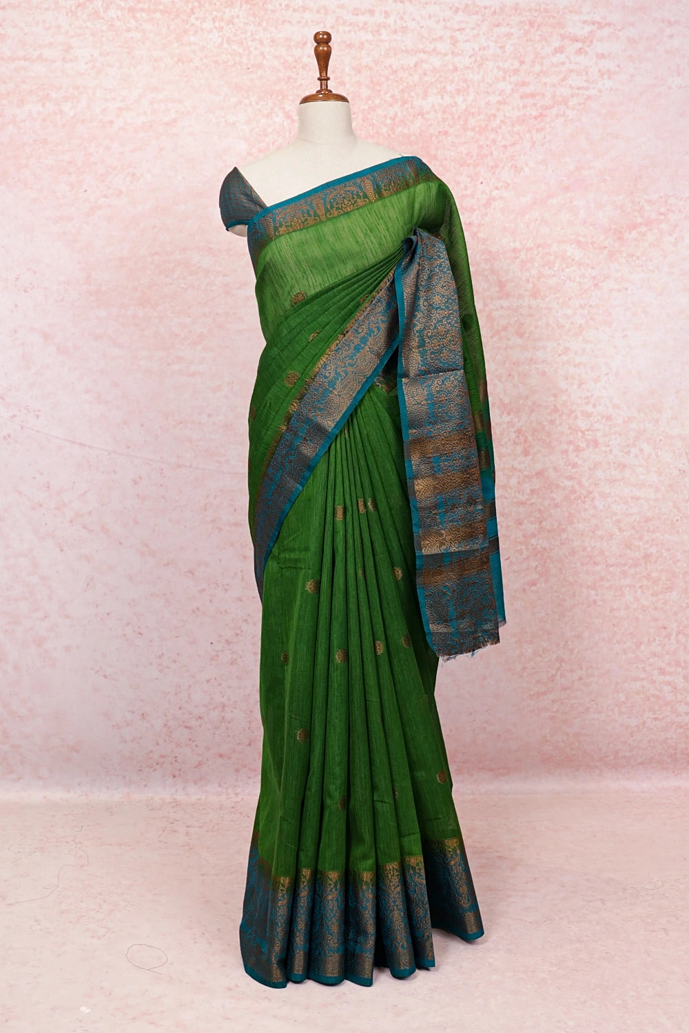 Green Semi Jute Saree