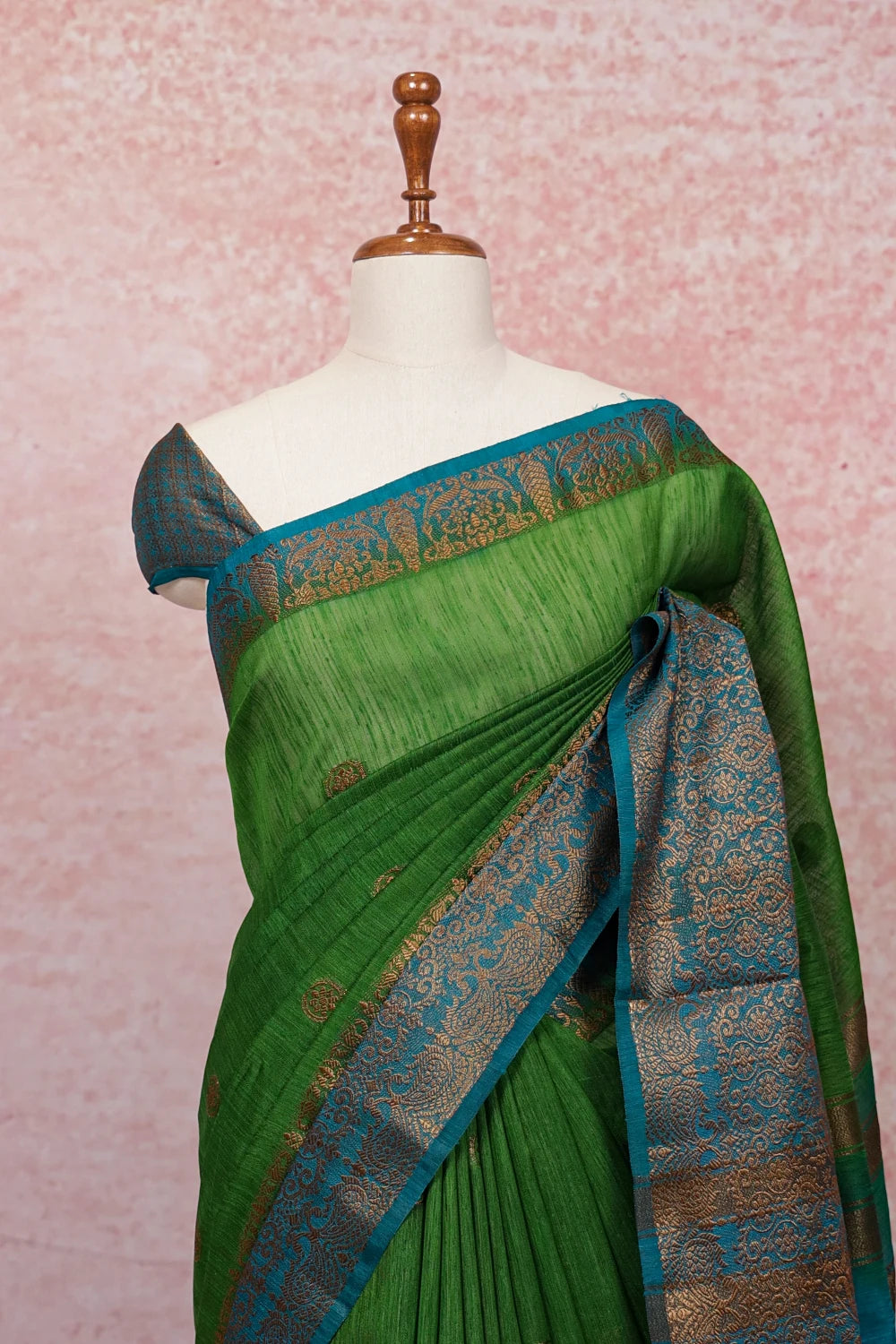 Green Semi Jute Saree