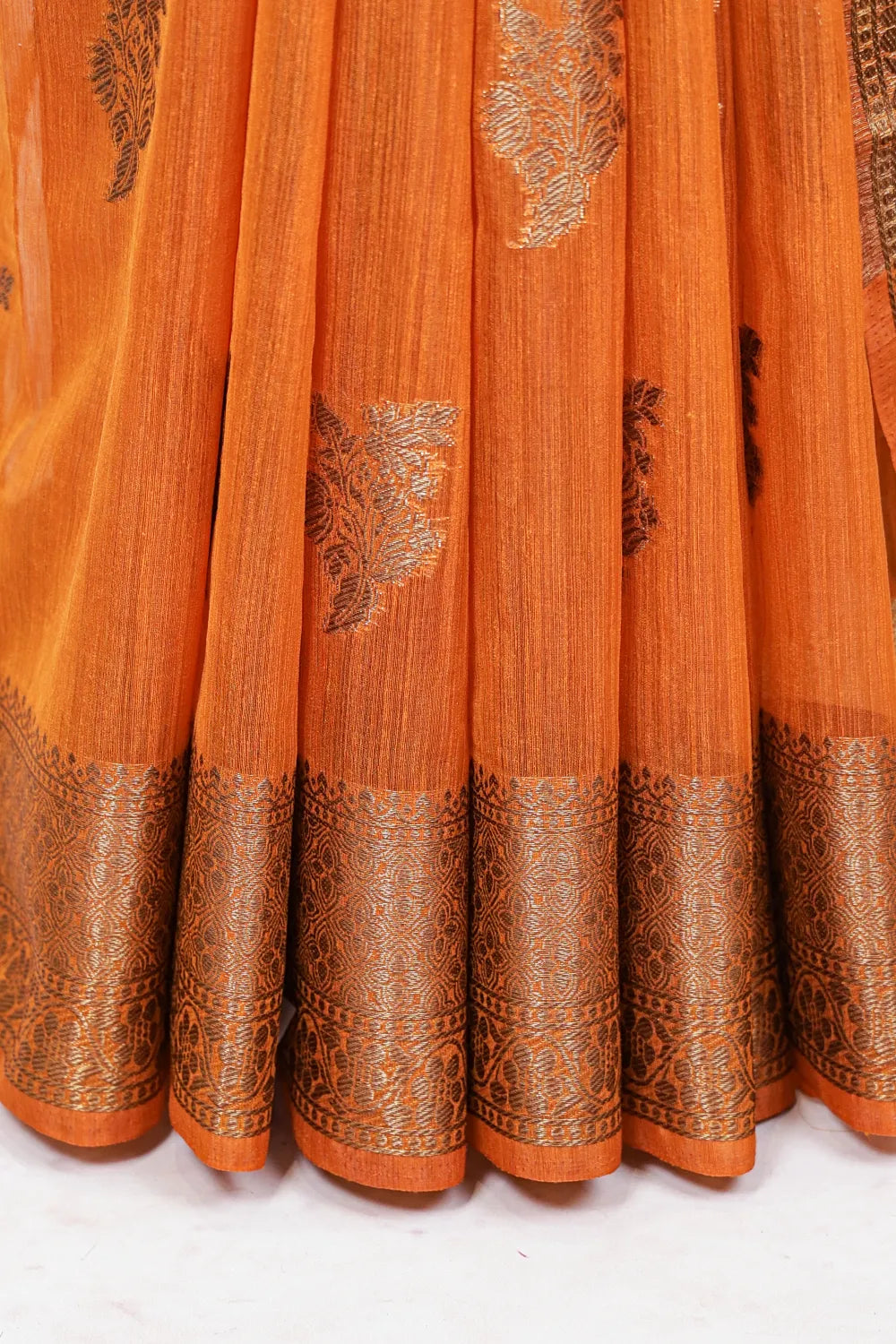 Orange Semi Jute Saree