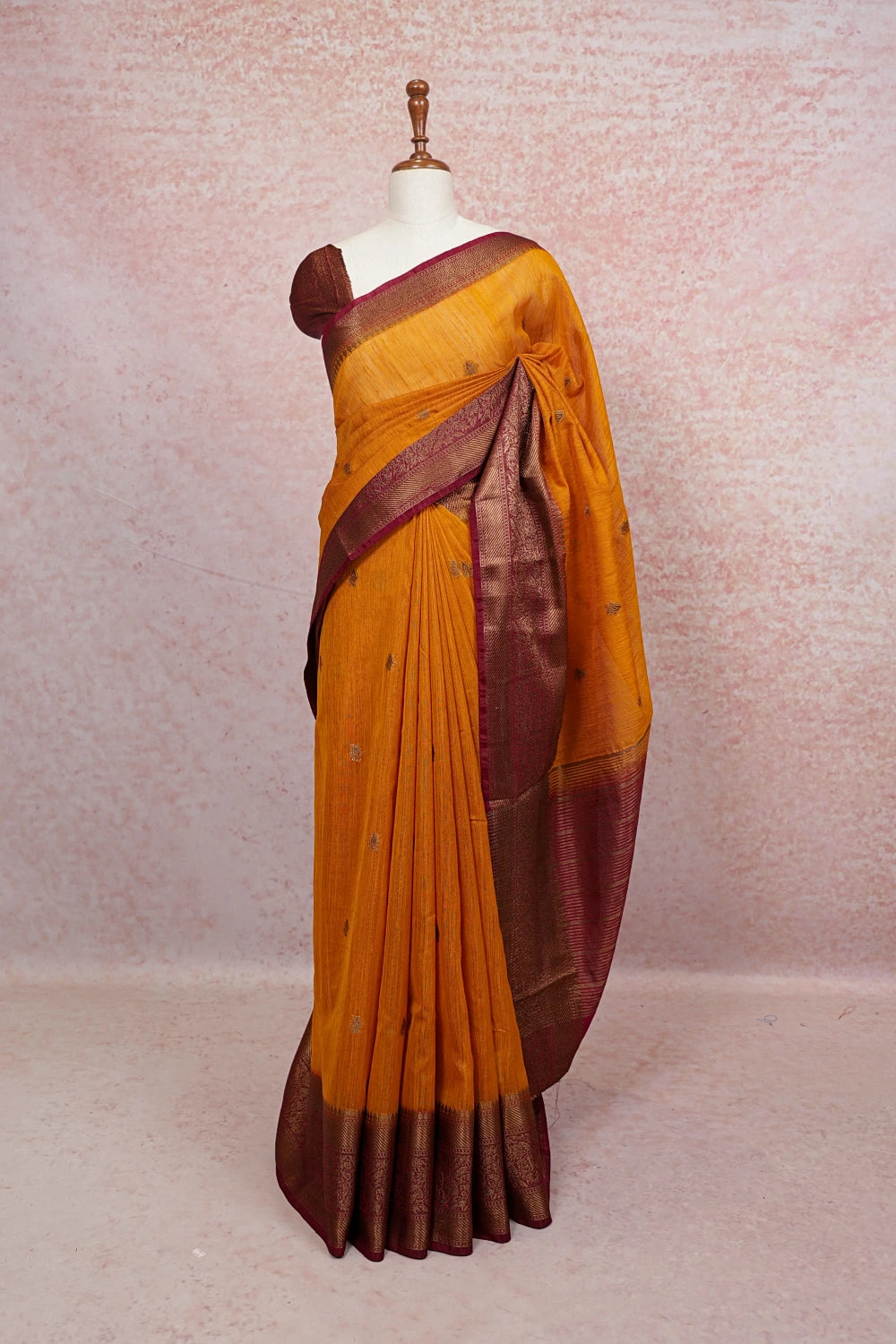 Mango Yellow Semi Jute Saree