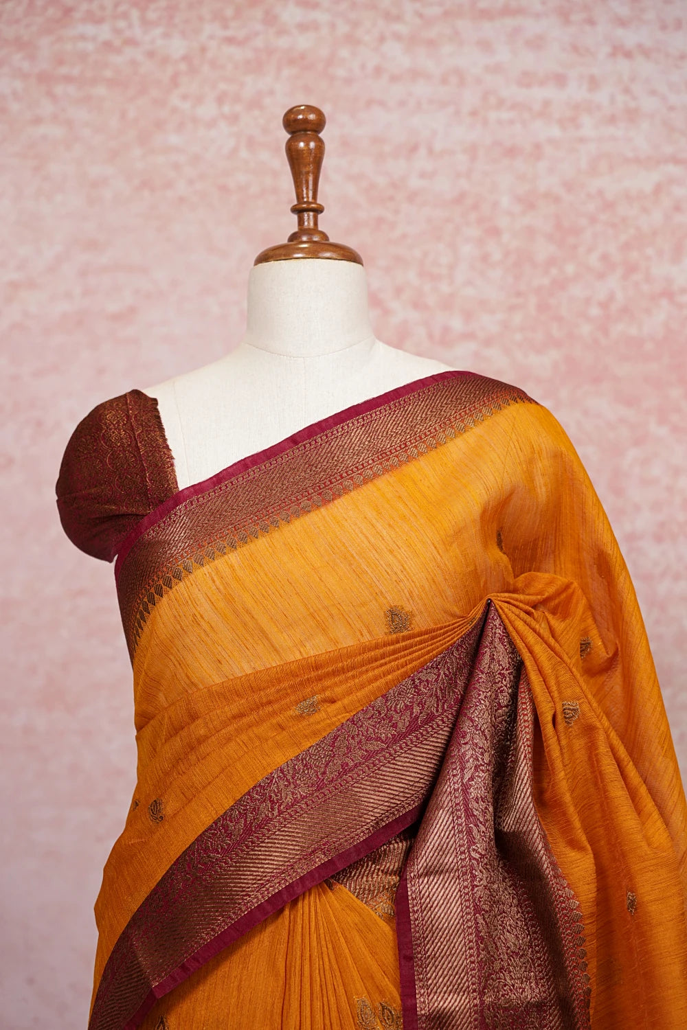 Mango Yellow Semi Jute Saree