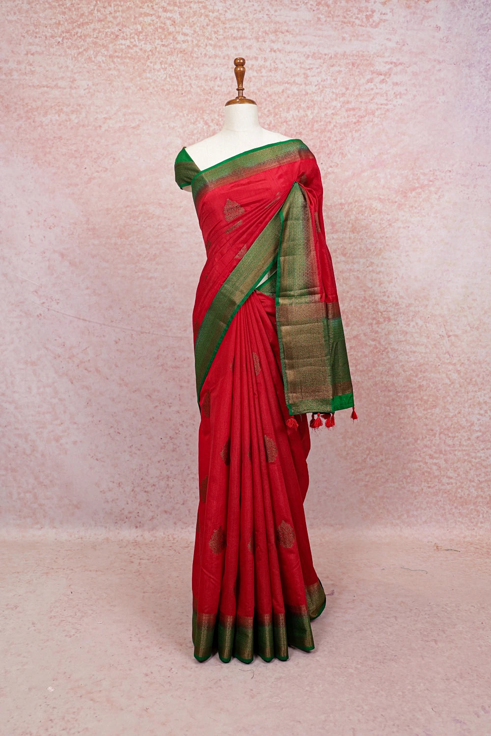 Red Semi jute Saree