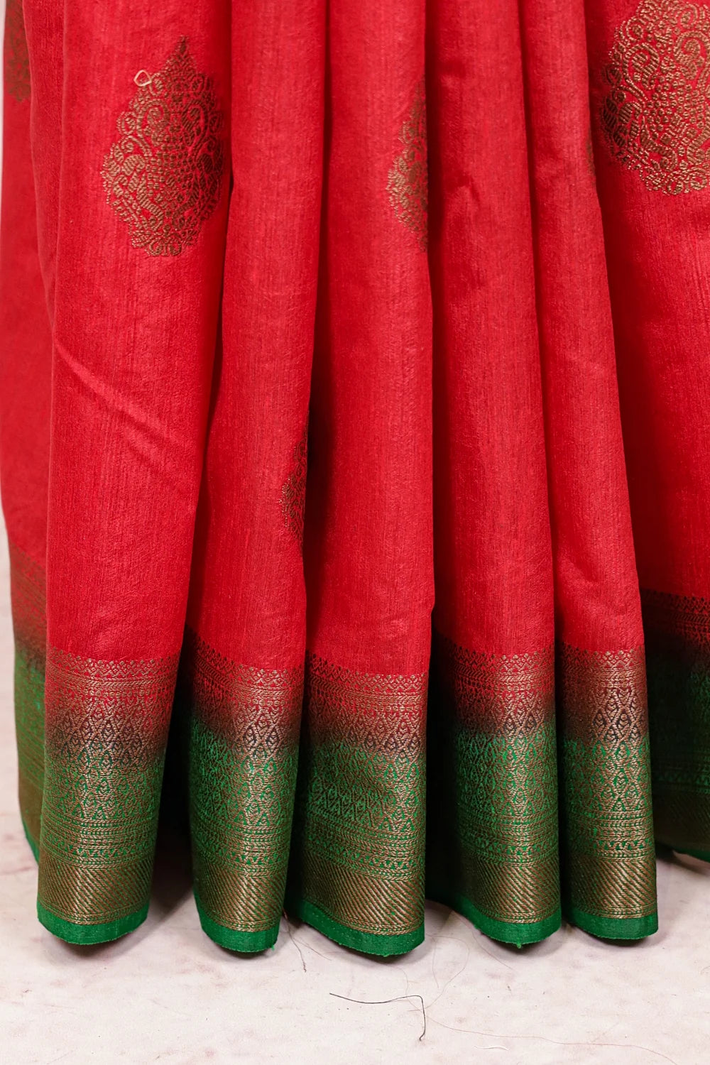 Red Semi jute Saree