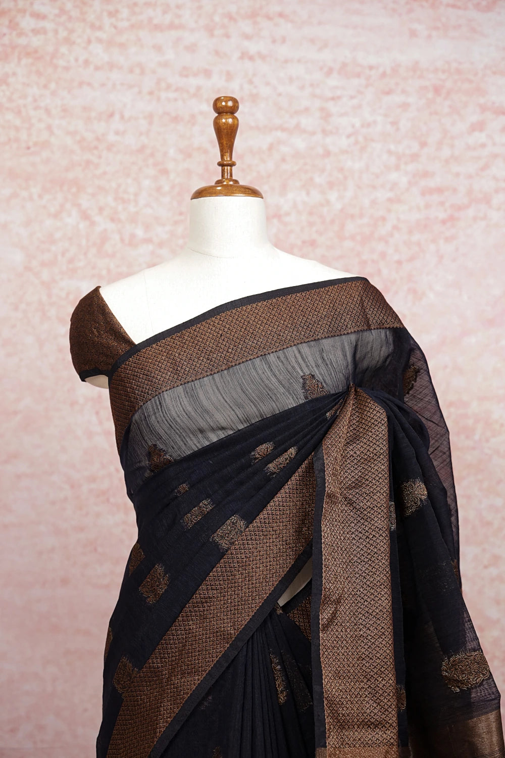 Black Semi Jute Saree