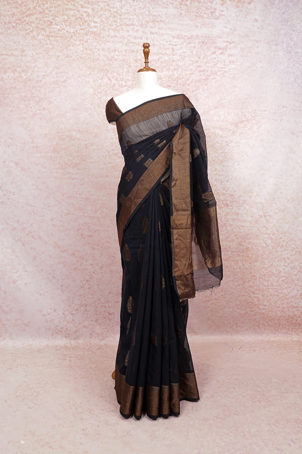 Black Semi Jute Saree