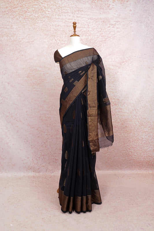 Black Semi Jute Saree
