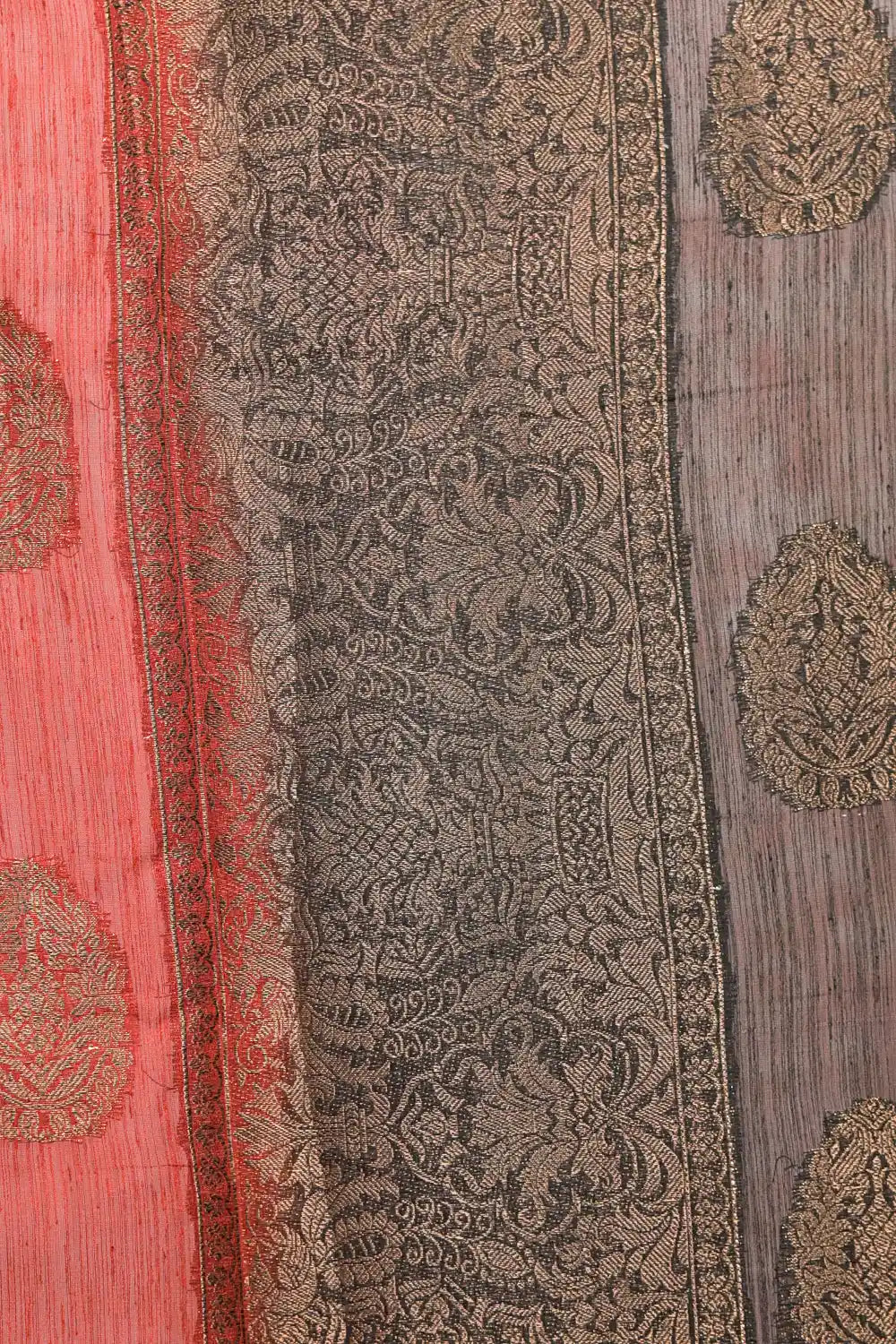 Rust Color Semi Jute Saree