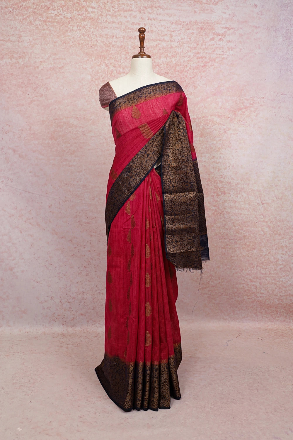 Ruby Red Semi Jute Saree