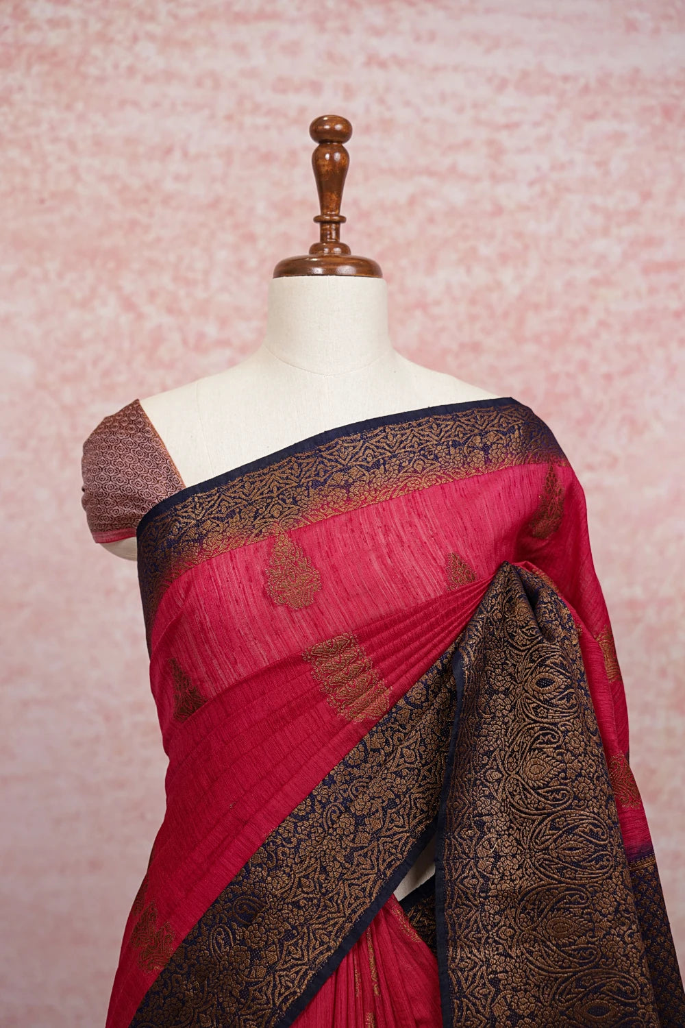 Ruby Red Semi Jute Saree