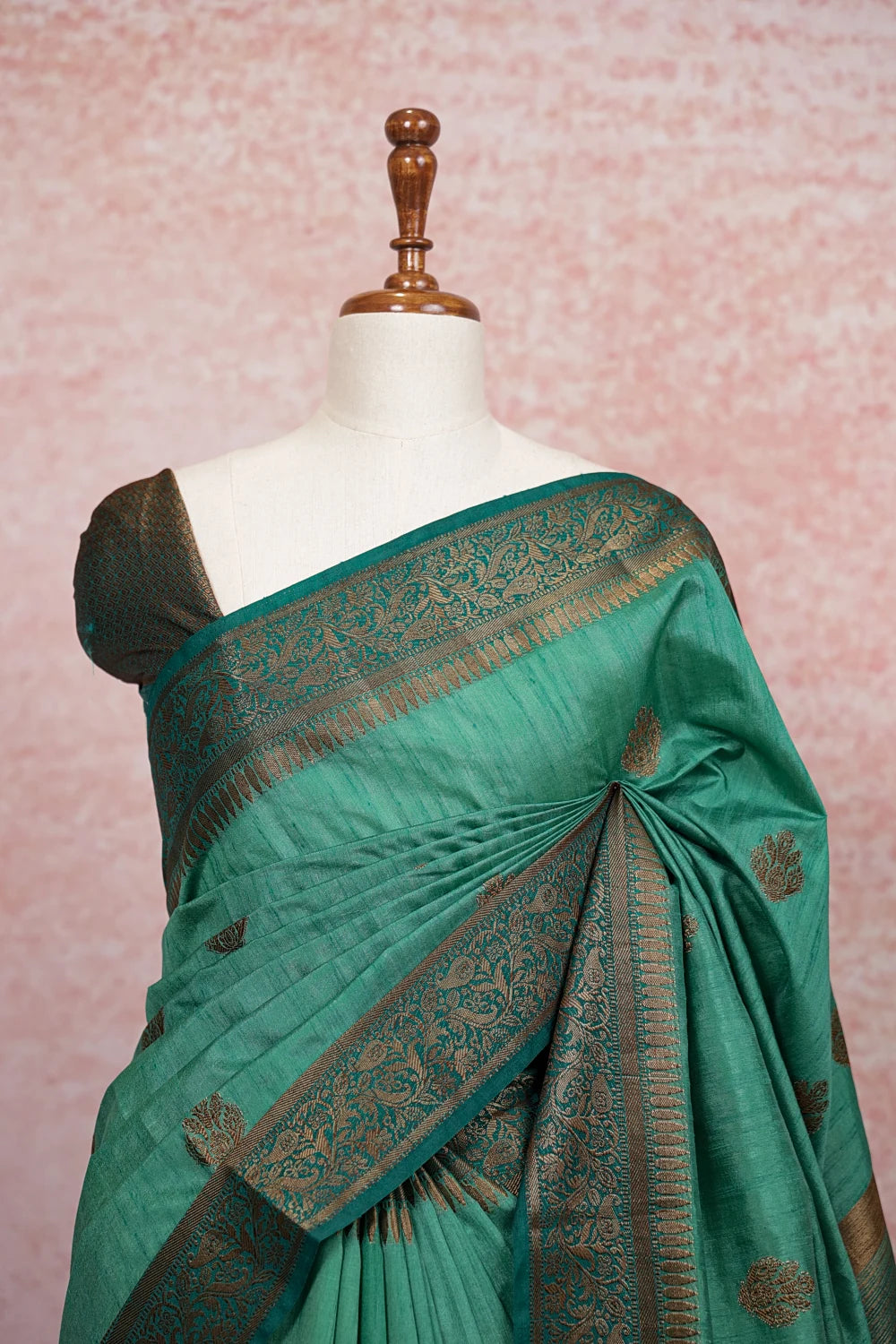 Sapphire Green Semi Jute Saree
