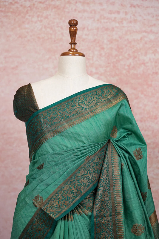 Sapphire Green Semi Jute Saree