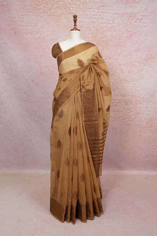 Gold Semi Jute Saree
