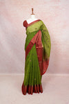 Olive Green Semi Jute Saree - Seematti