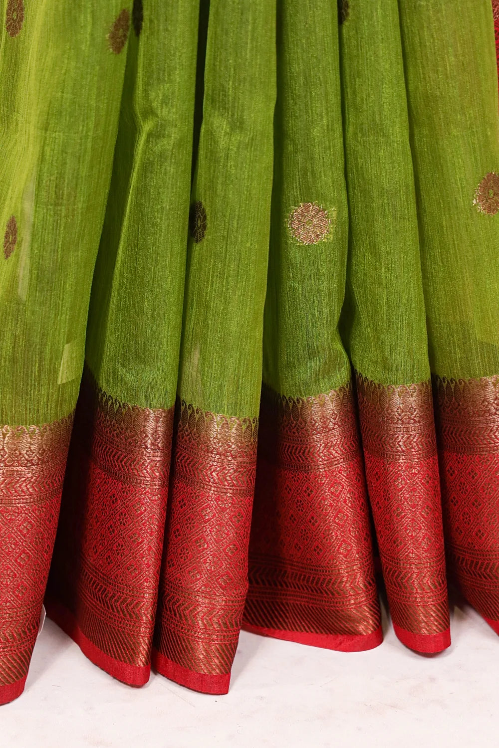 Olive Green Semi Jute Saree