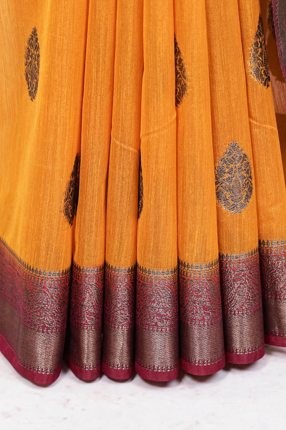 Mustard Yellow Semi Jute Saree