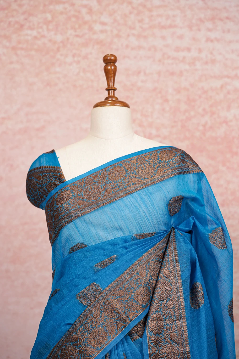 Blue Semi Jute Saree