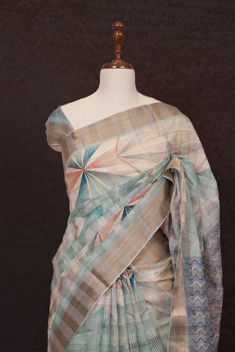 Multi Color Semi Linen Saree