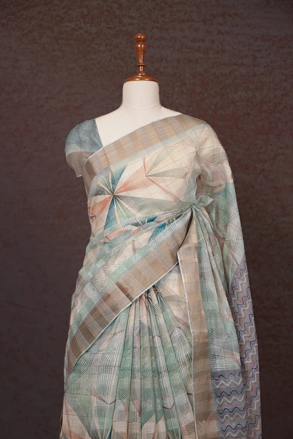 Multi Color Semi Linen Saree