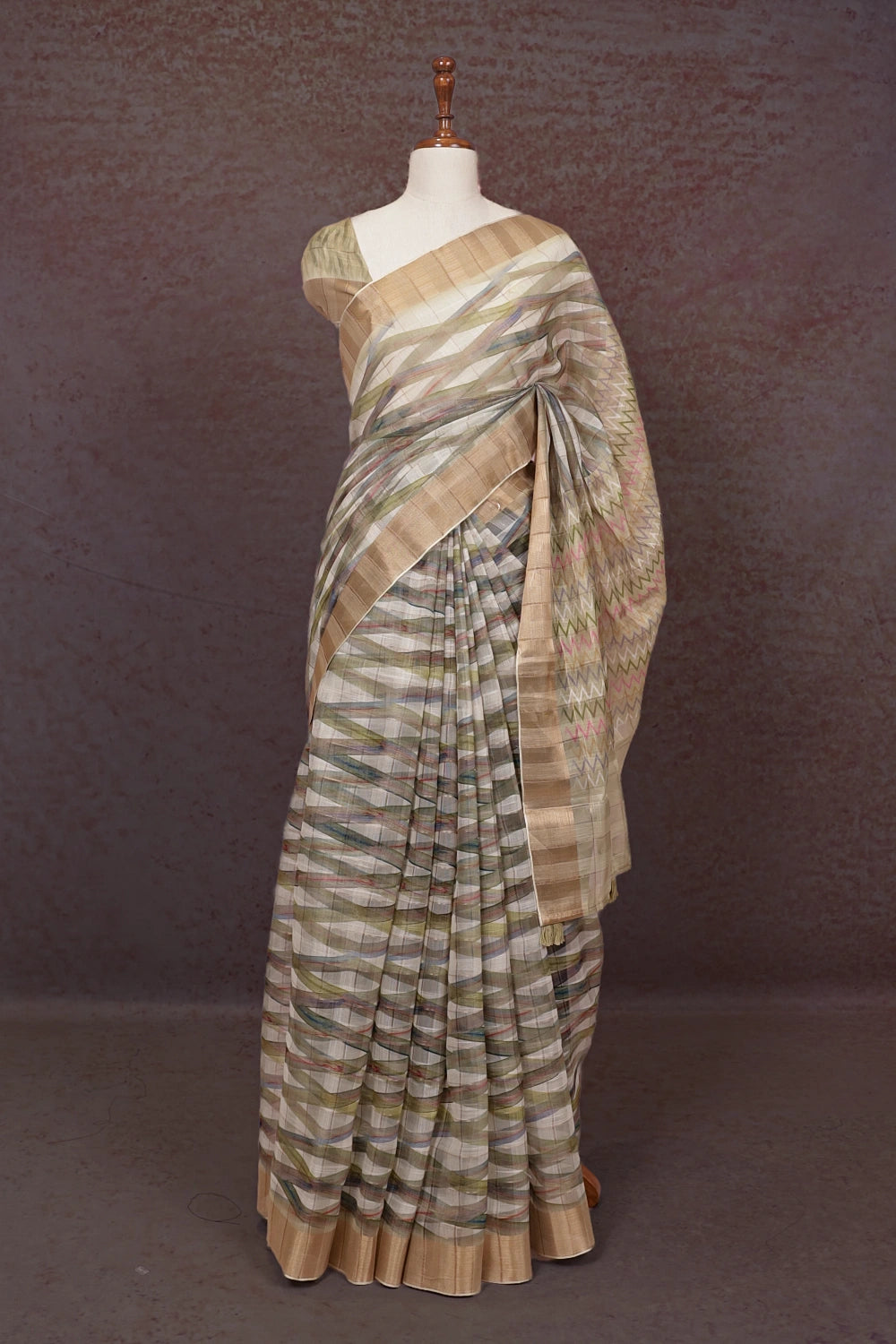 Multi Color Semi Linen Saree