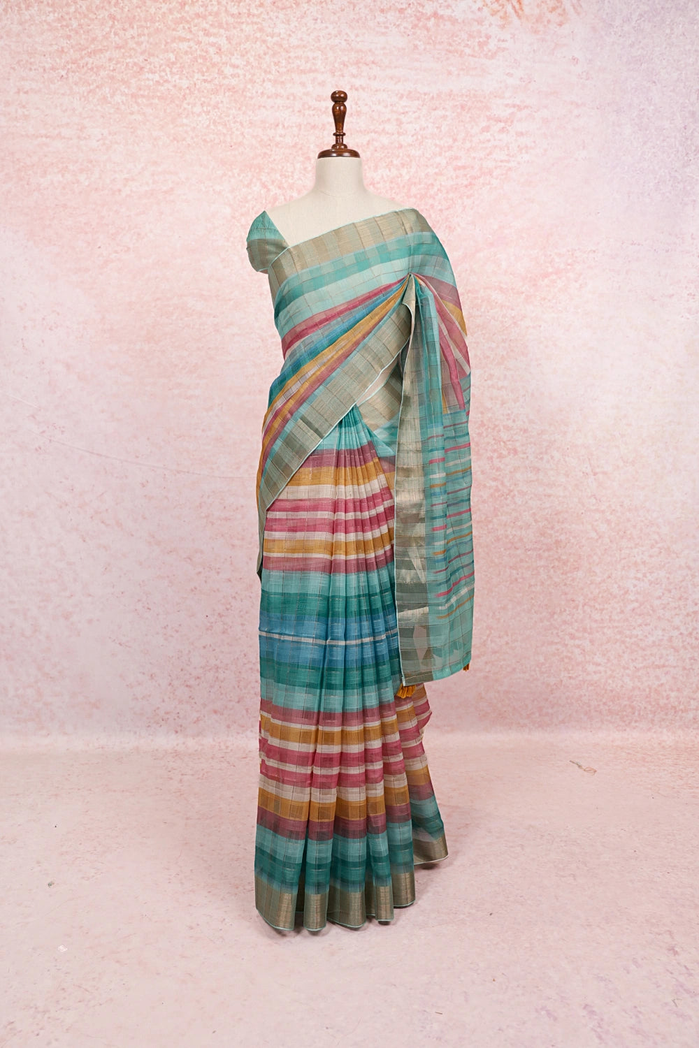 Multi Color Semi Linen Saree