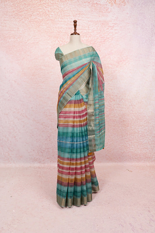 Multi Color Semi Linen Saree - Seematti