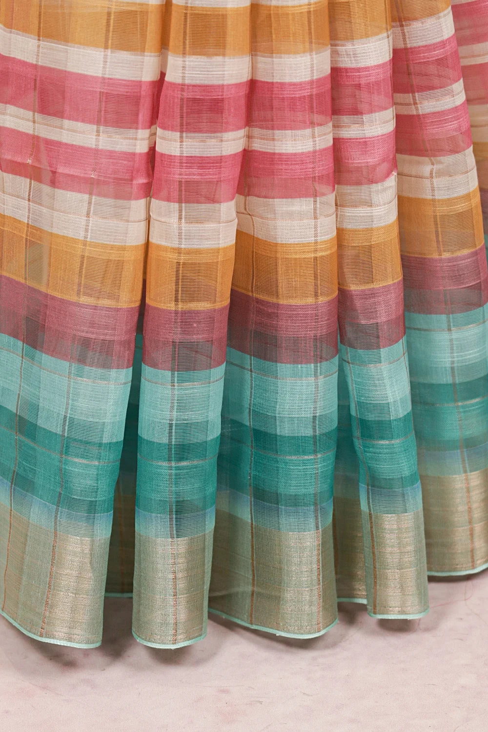 Multi Color Semi Linen Saree