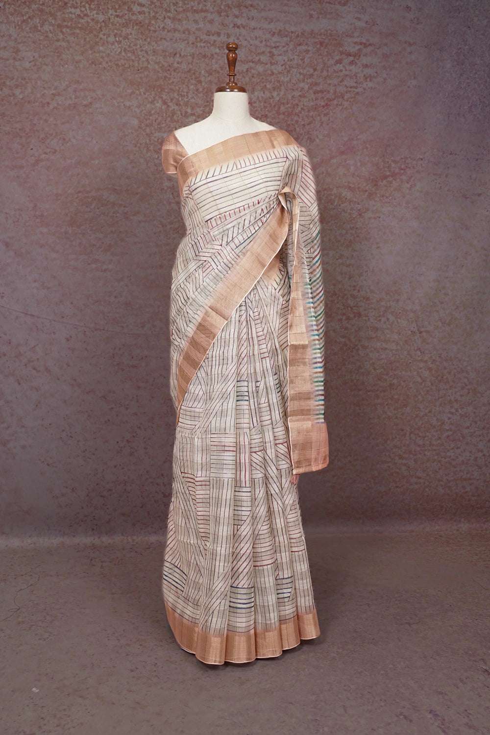 Off White Semi Jute Saree