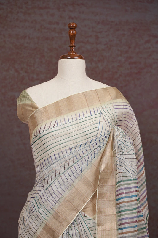 Multi Color Semi Linen Saree - Seematti