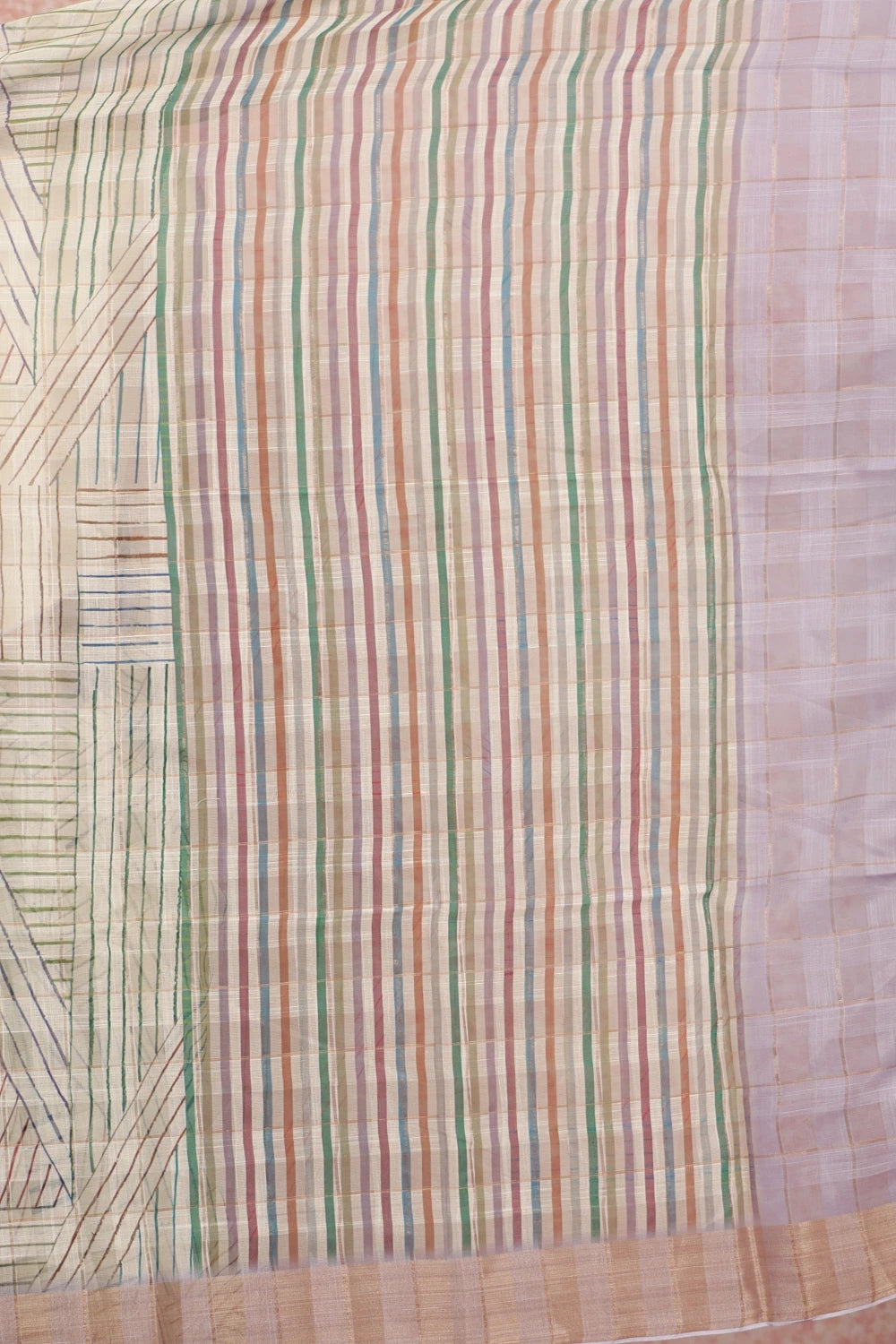 Cream Semi Linen Saree