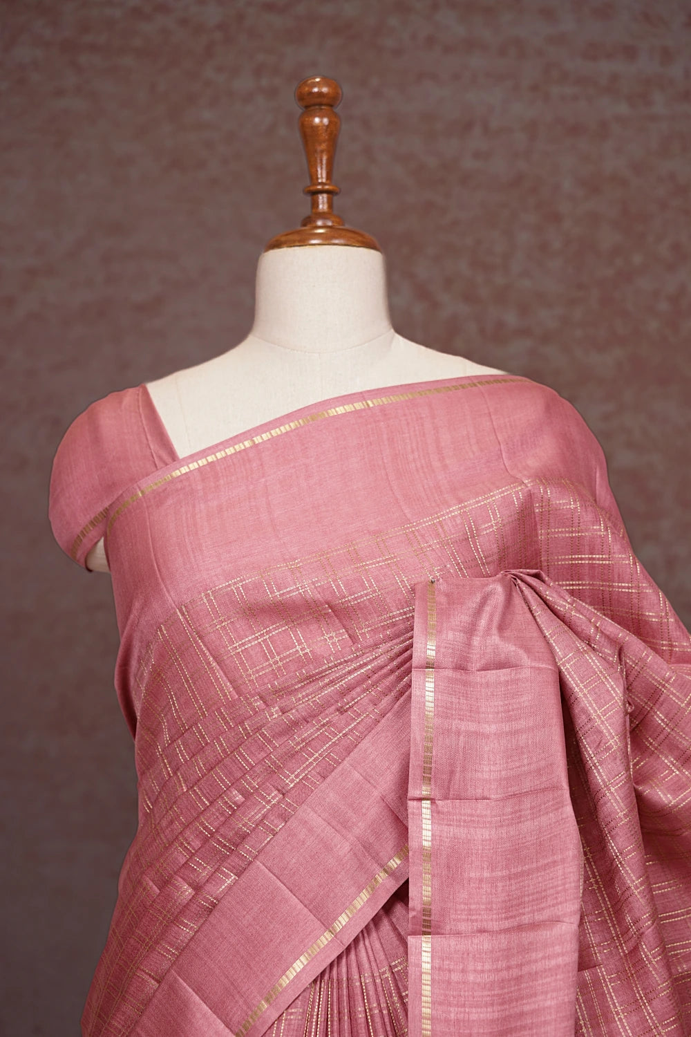 Onion Pink Semi Tussar Saree