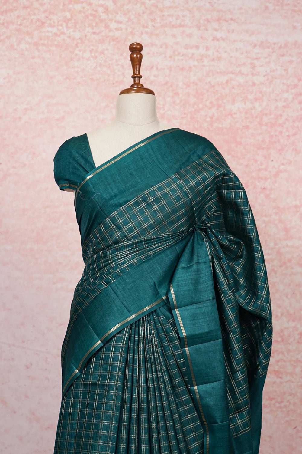 Peacock Green Semi Tussar Saree