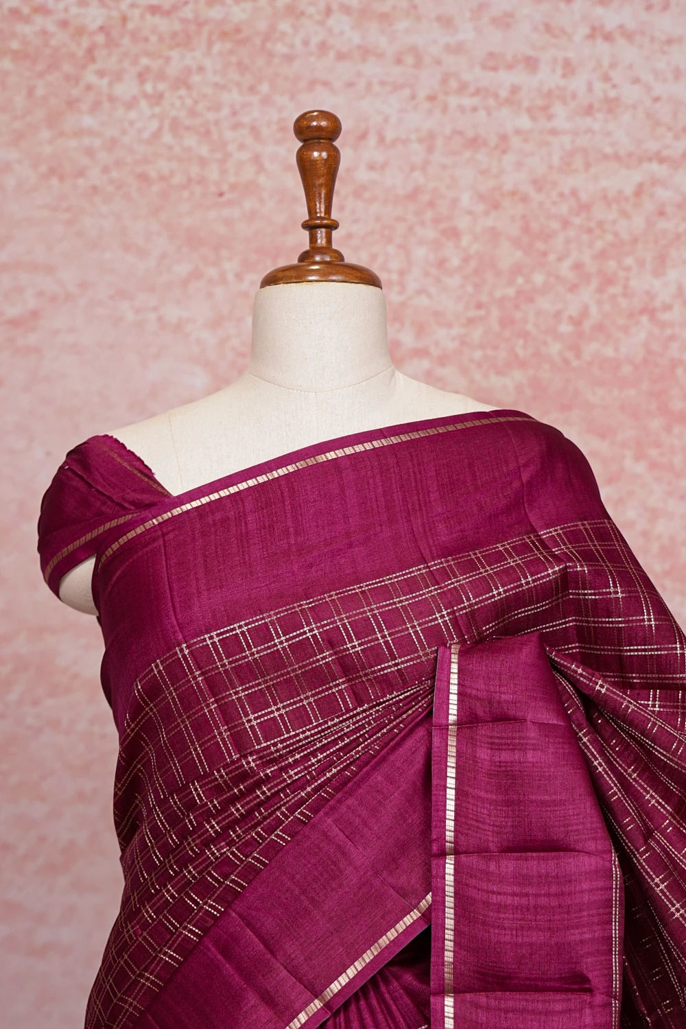 Wine Semi Tussar Saree