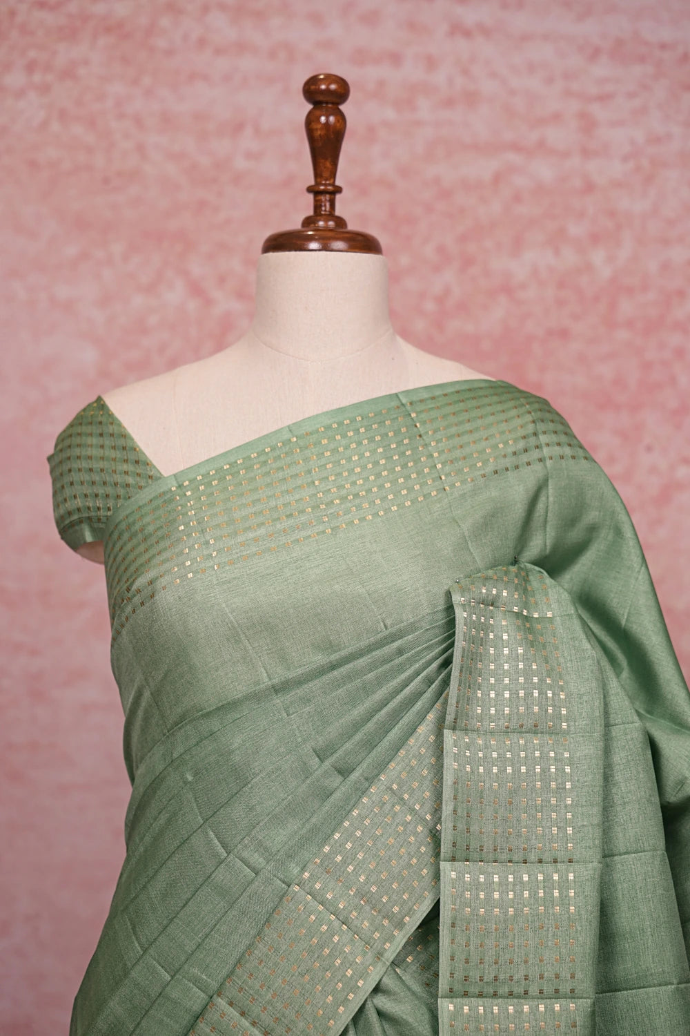 Pista Green Semi Tussar Saree