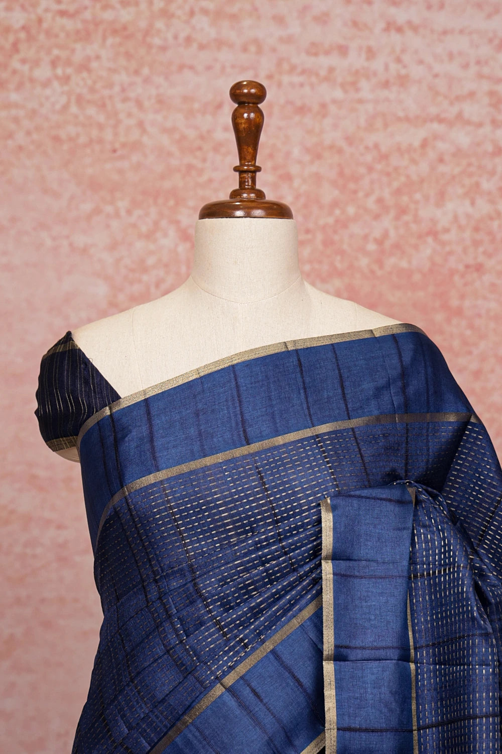 Peacock Blue Semi Tussar Saree