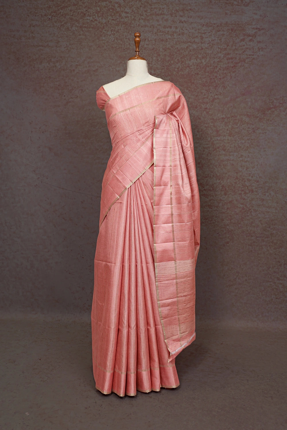 Onion Pink Semi Tussar Saree