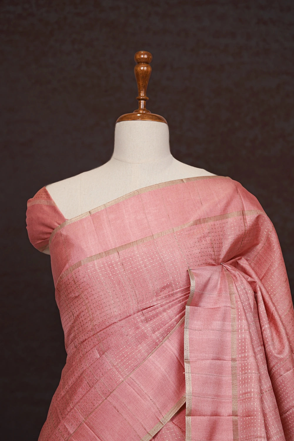 Onion Pink Semi Tussar Saree