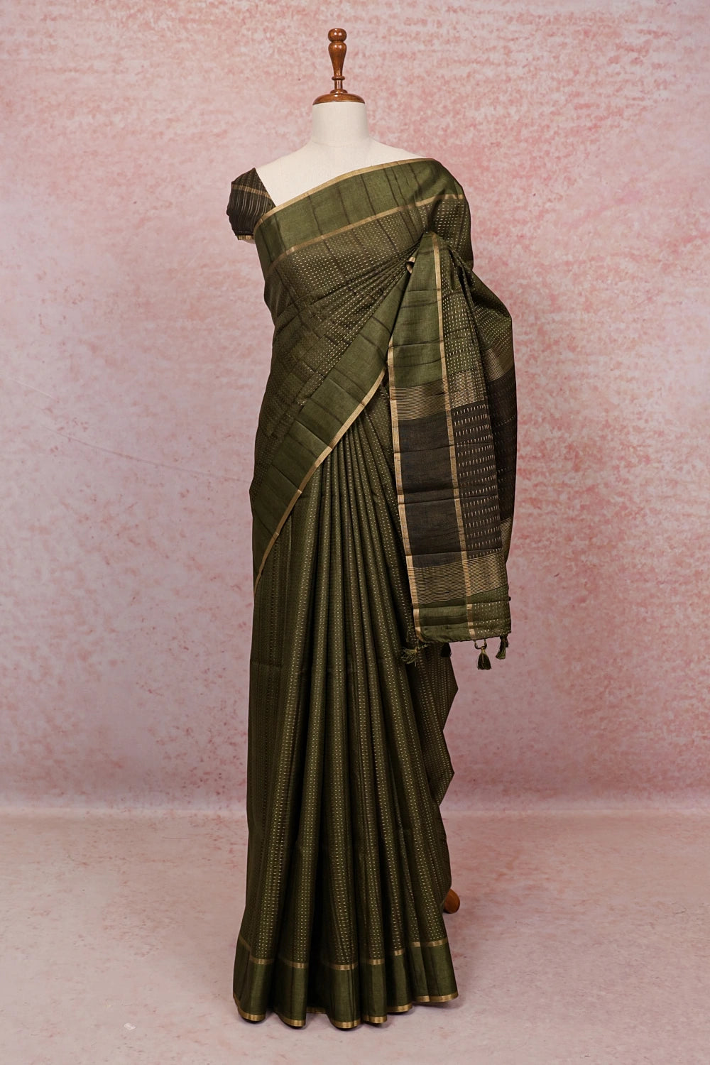 Green Semi Tussar Saree