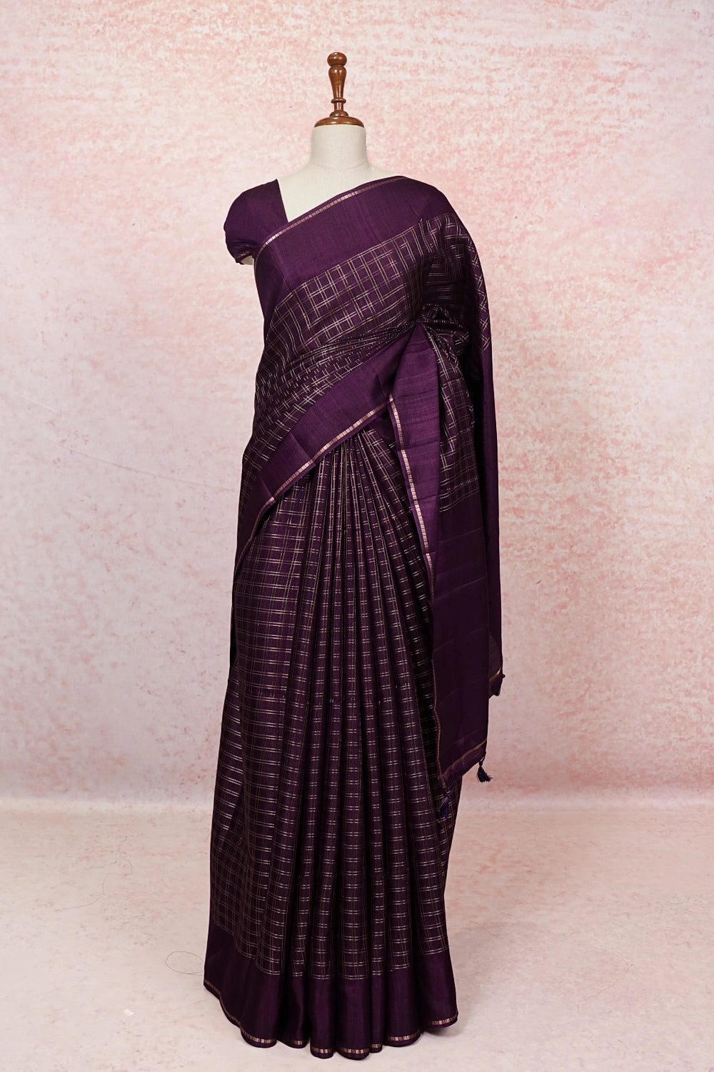 Purple Semi Tussar Saree