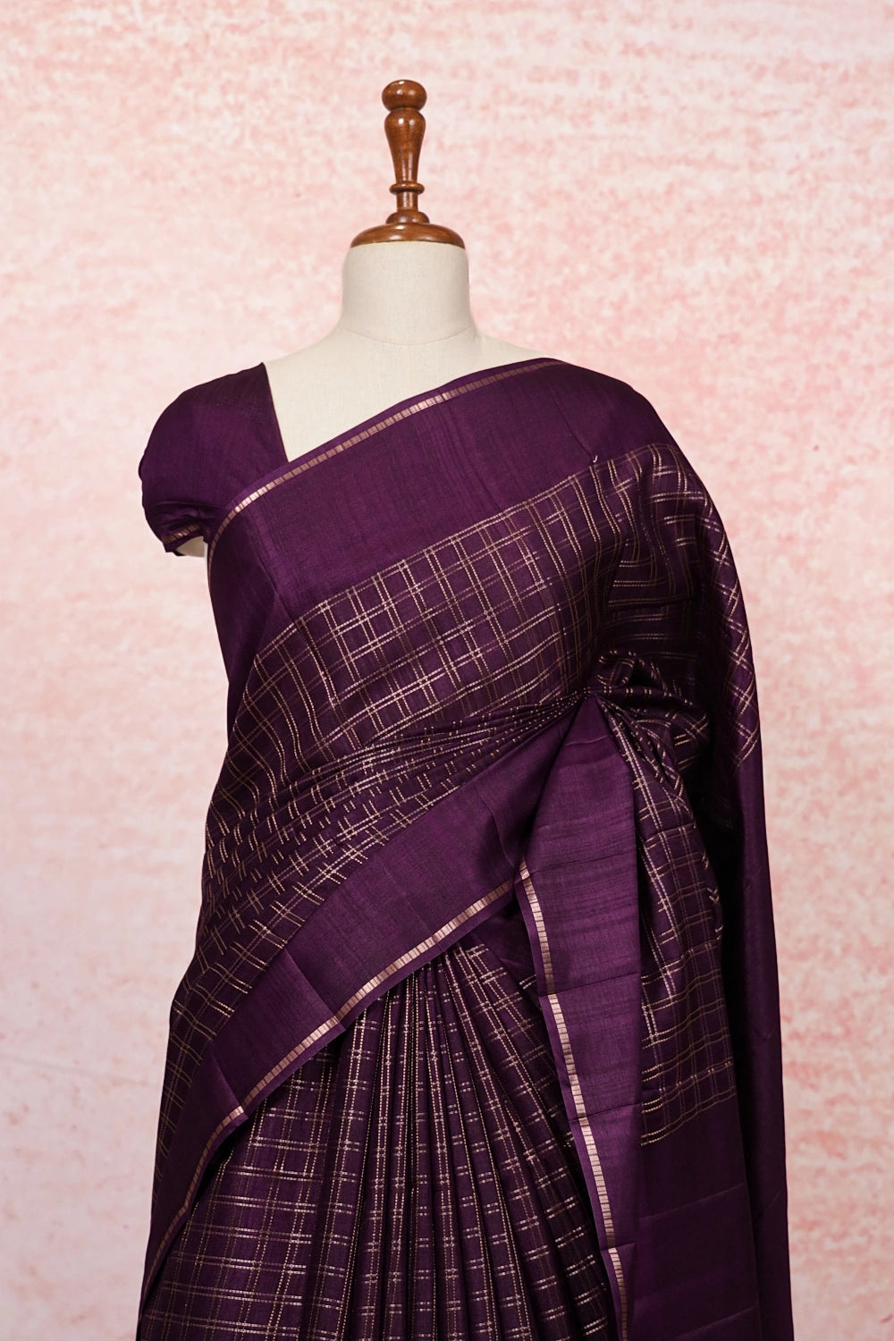 Purple Semi Tussar Saree