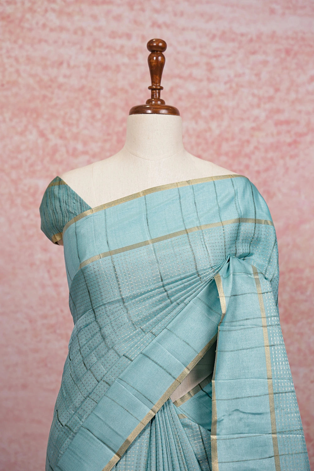 Powder Blue Semi Tussar Saree