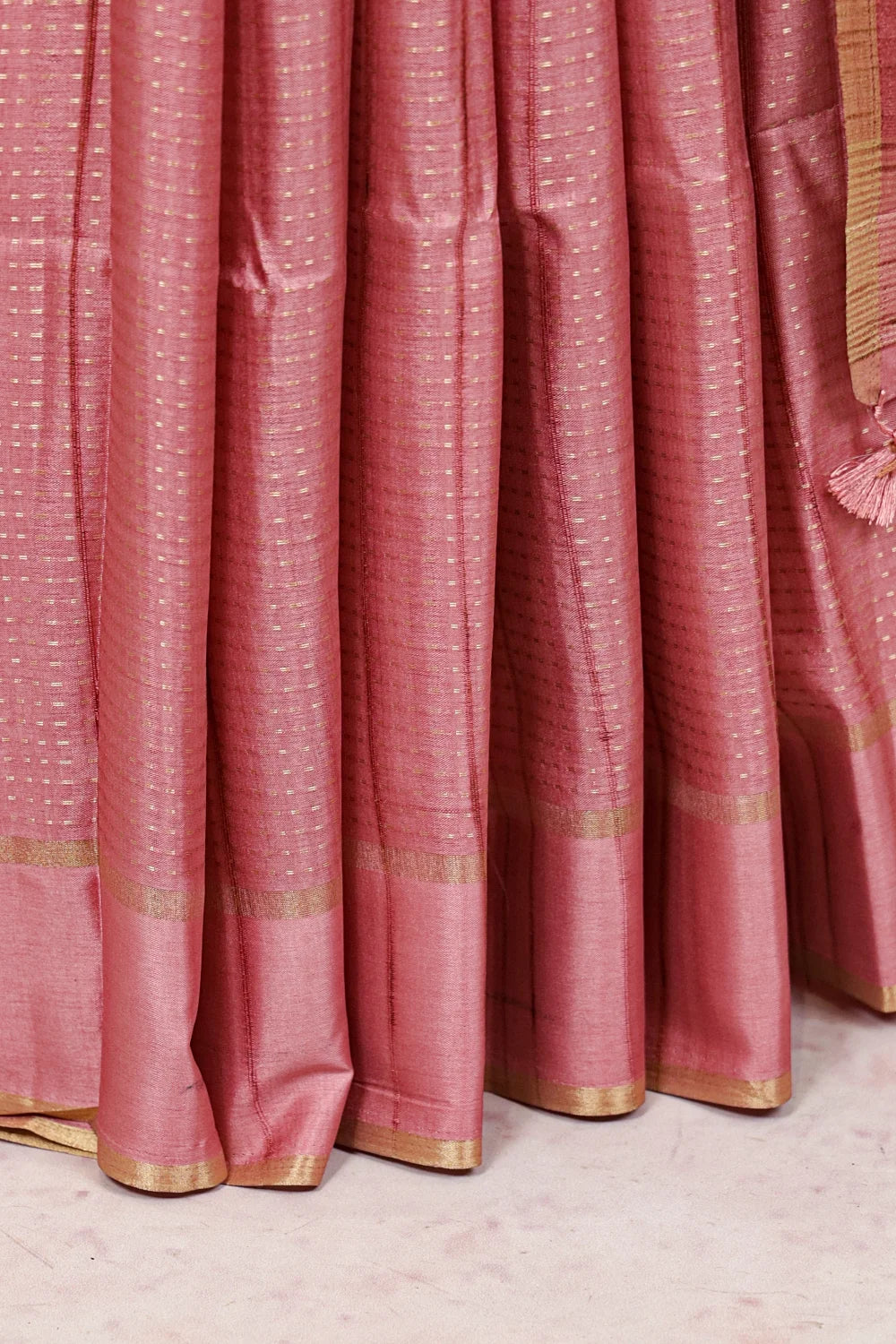Onion Color Semi Tussar Saree