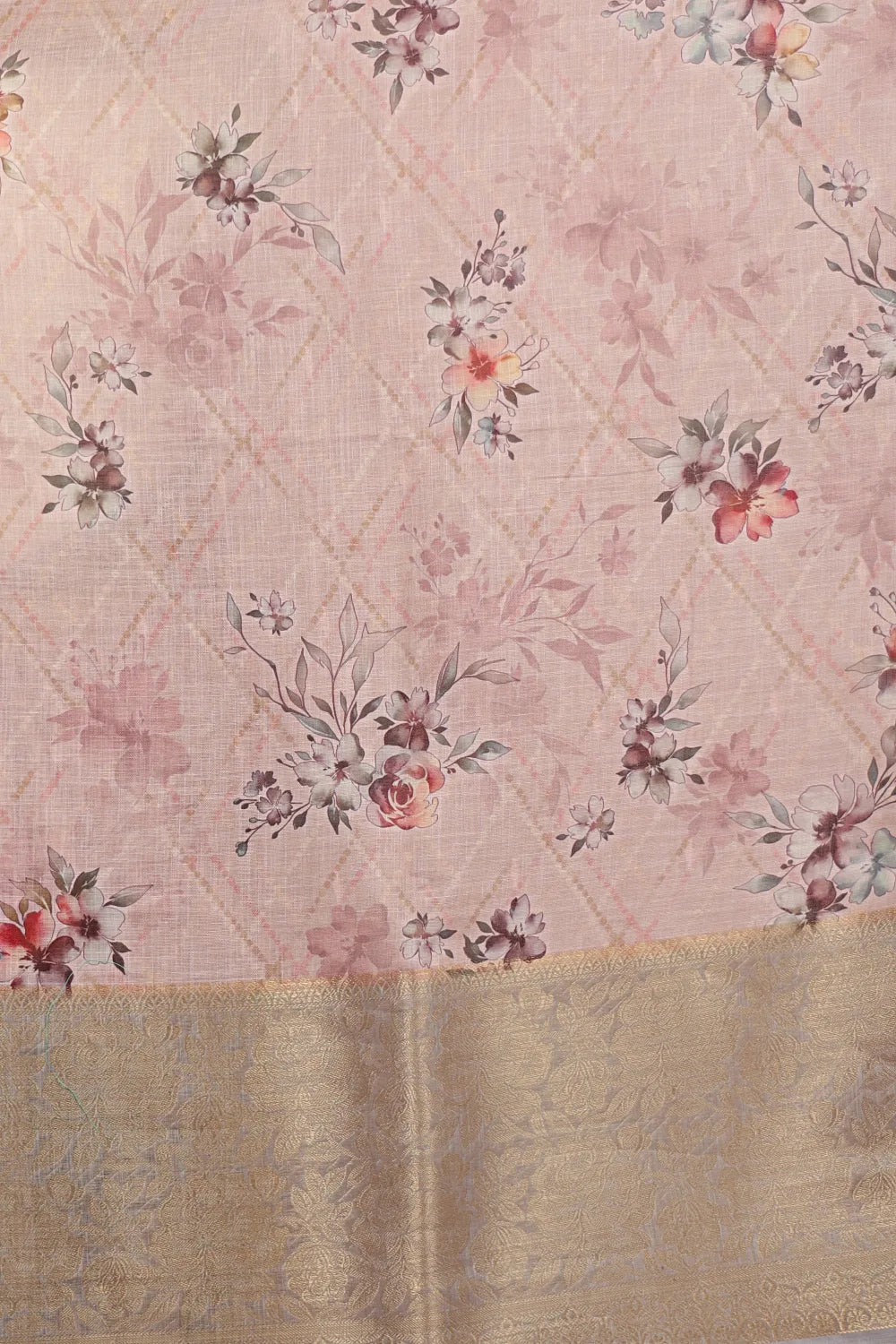 Peach Semi Linen Saree